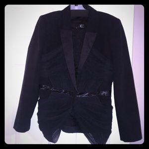 Just Cavalli black blazer satin and tulle accents